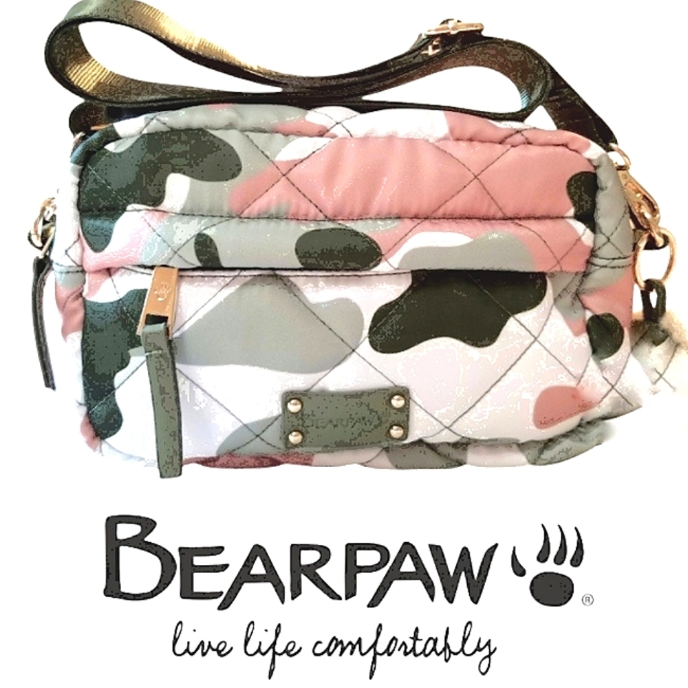 BearPaw Camouflage Crossbody Bag - Green, Pink, White